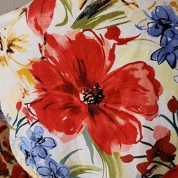 Tommy Bahama Floral 3/4 Long Sleeve Silk Cotton Blend Blouse - Picture 13 of 16